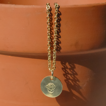 Custom Round Birth Flower Necklace